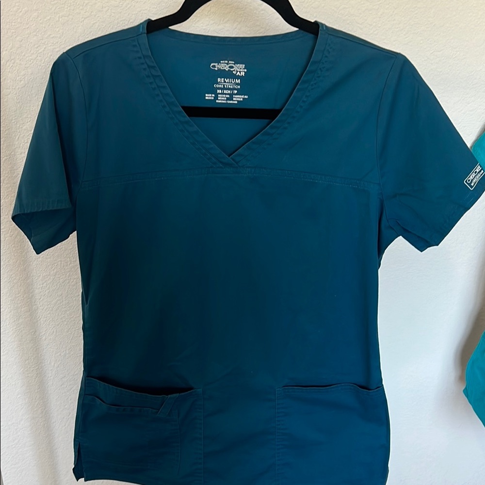 Cherokee Teal Scrub Top